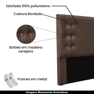 Cabeceira Decorativa Casal 1,40M Kors Veludo Marrom - Gran Belo