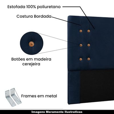 Cabeceira Decorativa Queen Size 1,60M Kors Suede Azul Marinho - Gran Belo