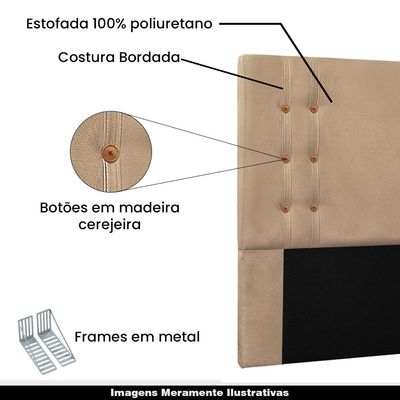 Cabeceira Decorativa Queen Size 1,60M Kors Suede Bege - Gran Belo