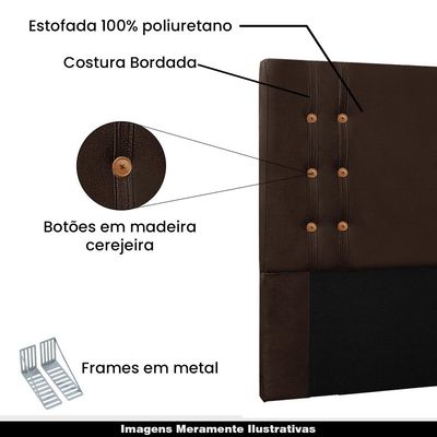 Cabeceira Decorativa Queen Size 1,60M Kors Suede Café - Gran Belo