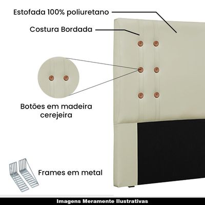 Cabeceira Decorativa King Size 1,95M Kors PU Marfim - Gran Belo