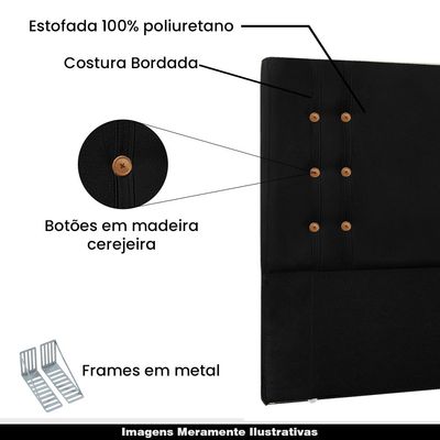 Cabeceira Decorativa King Size 1,95M Kors Suede Preto - Gran Belo