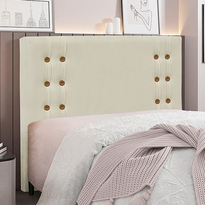 Cabeceira Decorativa King Size 1,95M Kors Veludo Bege - Gran Belo