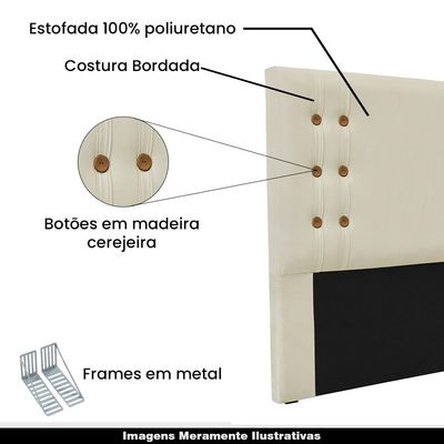 Cabeceira Decorativa King Size 1,95M Kors Veludo Bege - Gran Belo