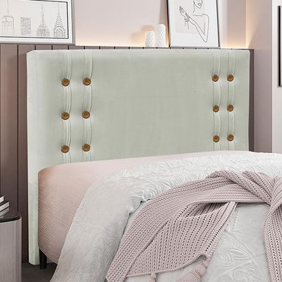 Cabeceira Decorativa King Size 1,95M Kors Veludo Prata - Gran Belo