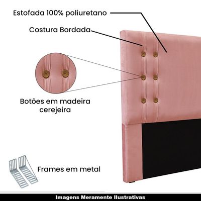 Cabeceira Decorativa King Size 1,95M Kors Veludo Rosa - Gran Belo