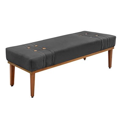Recamier Decorativo 140cm Kors Suede Pés de Madeira Cinza - Gran Belo