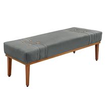 Recamier Decorativo 140cm Kors Veludo Pés de Madeira Cinza - Gran Belo