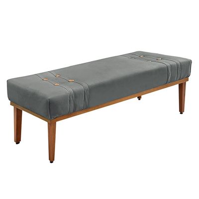 Recamier Decorativo 140cm Kors Veludo Pés de Madeira Cinza - Gran Belo