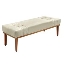 Recamier Decorativo 160cm Kors Veludo Pés de Madeira Bege - Gran Belo
