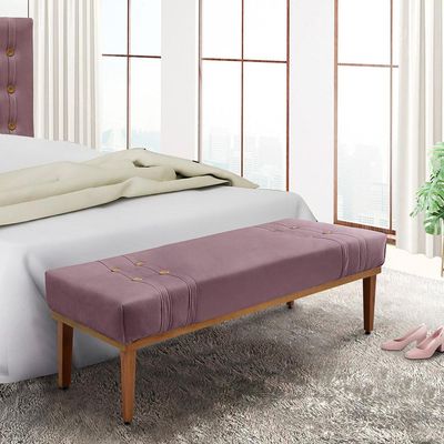 Recamier Decorativo 160cm Kors Veludo Pés de Madeira Uva - Gran Belo