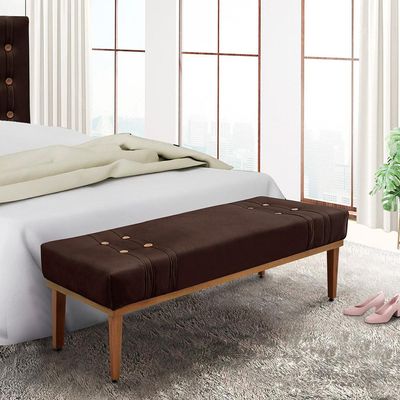 Recamier Decorativo 195cm Kors Suede Pés de Madeira Café- Gran Belo