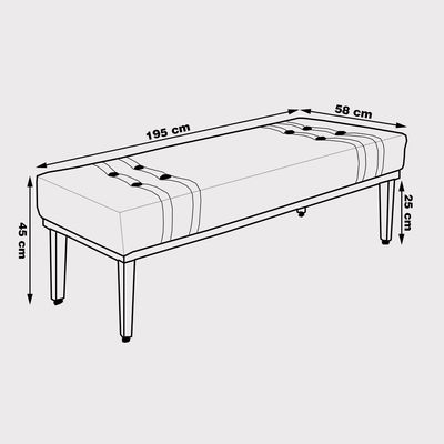 Recamier Decorativo 195cm Kors Suede Pés de Madeira Café- Gran Belo