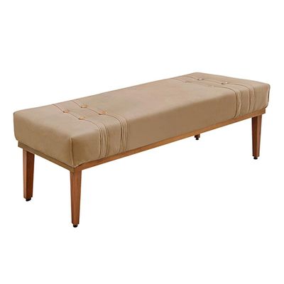 Recamier Decorativo 195cm Kors Suede Pés de Madeira Bege- Gran Belo