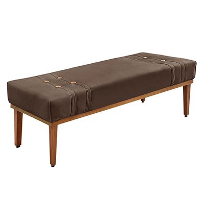 Recamier Decorativo 195cm Kors Veludo Pés de Madeira Marrom - Gran Belo