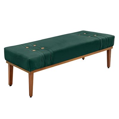 Recamier Decorativo 195cm Kors Veludo Pés de Madeira Verde Floresta - Gran Belo