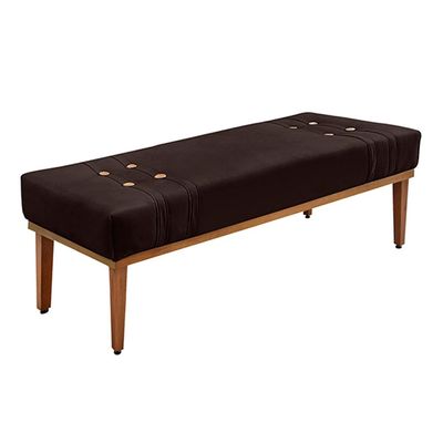 Recamier Decorativo 90cm Kors Suede Pés de Madeira Café - Gran Belo