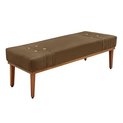 Recamier Decorativo 90cm Kors Suede Pés de Madeira Caramelo - Gran Belo