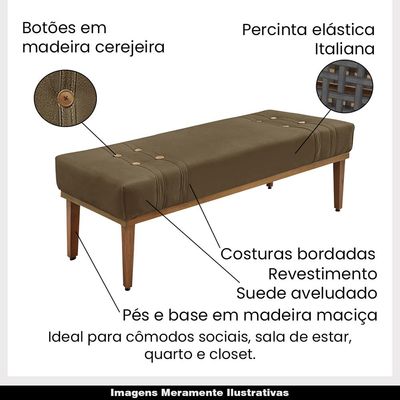 Recamier Decorativo 90cm Kors Suede Pés de Madeira Caramelo - Gran Belo