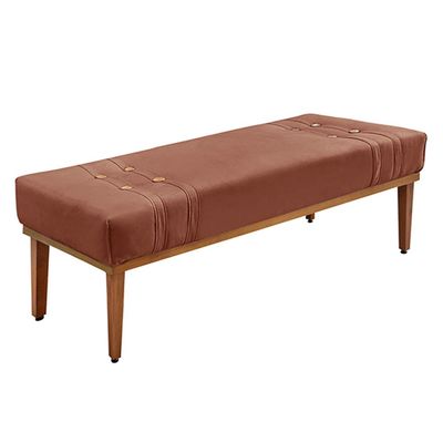Recamier Decorativo 90cm Kors Veludo Pés de Madeira Cobre- Gran Belo