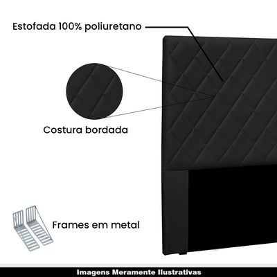 Cabeceira Decorativa King Size 1,95M Baelon Veludo Preto - Gran Belo