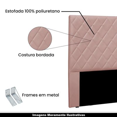 Cabeceira Decorativa 1,40M Baelon Veludo Rosa - Gran Belo