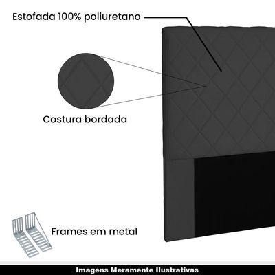 Cabeceira Decorativa 1,40M Baelon Suede Preto - Gran Belo
