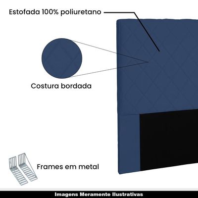 Cabeceira Decorativa Queen Size 1,60M Baelon Suede Azul Marinho - Gran Belo