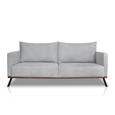Sofá Living 3 Lugares com Pés de Ferro Almofadas Soltas 220cm Saiph Bouclê Cinza G63 - Gran belo