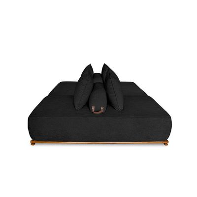 Sofá Modulado 6 Lugares com Almofadas Soltas Pés Madeira Maciça 400cm Homer Bouclê Preto G63 - Gran Belo