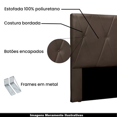 Cabeceira Decorativa Casal 1,40M Yves Veludo Marrom - Gran Belo
