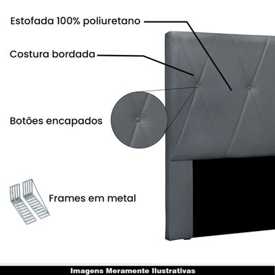 Cabeceira Decorativa King Size 1,95M Yves Veludo Cinza - Gran Belo