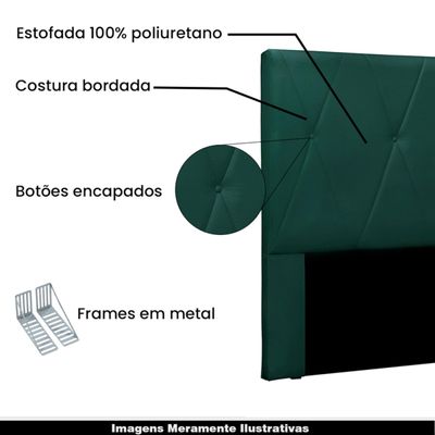 Cabeceira Decorativa King Size 1,95M Yves Veludo Verde Floresta - Gran Belo