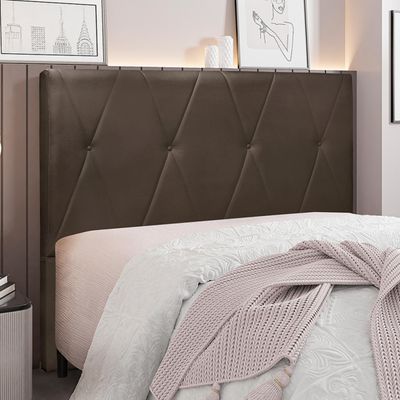 Cabeceira Decorativa Queen Size 1,60M Yves Veludo Marrom - Gran Belo