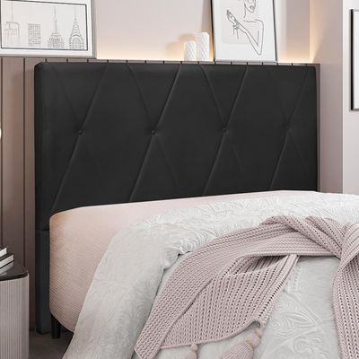 Cabeceira Decorativa Queen Size 1,60M Yves Veludo Preto - Gran Belo