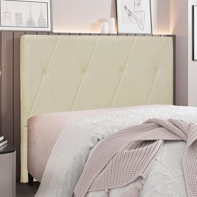 Cabeceira Decorativa Queen Size 1,60M Yves Veludo Bege - Gran Belo