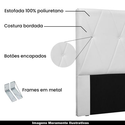 Cabeceira Decorativa King Size 1,95M Yves PU Branco - Gran Belo