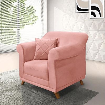 Kit 2 Poltronas Decorativas com 2 Almofadas Armstrong Veludo Rosa - Gran Belo