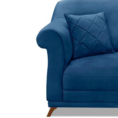 Poltrona Decorativa com 1 Almofada Armstrong Suede Azul Marinho - Gran Belo
