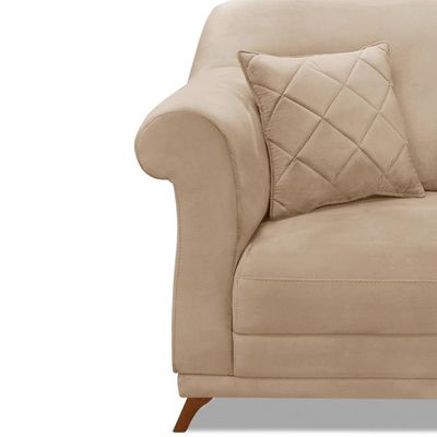 Poltrona Decorativa com 1 Almofada Armstrong Suede Bege - Gran Belo