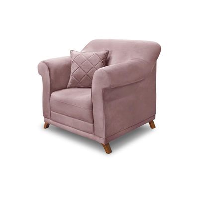 Poltrona Decorativa com 1 Almofada Armstrong Veludo Lilás - Gran Belo