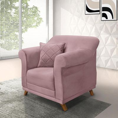 Poltrona Decorativa com 1 Almofada Armstrong Veludo Lilás - Gran Belo