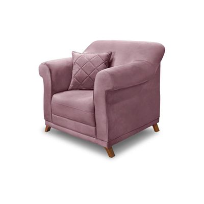 Poltrona Decorativa com 1 Almofada Armstrong Veludo Uva - Gran Belo