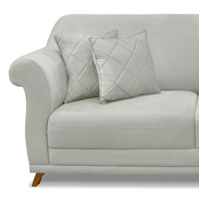 Sofá Decorativo 160cm 2 Lugares com 4 Almofadas Base Madeira Armstrong Veludo Prata G63 - Gran Belo