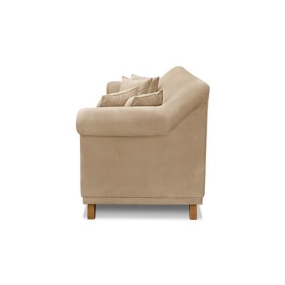 Sofá Decorativo 200cm 3 Lugares com 4 Almofadas Armstrong Suede Bege - Gran Belo