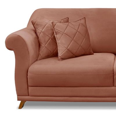 Sofá Decorativo 200cm 3 Lugares com 4 Almofadas Armstrong Veludo Cobre - Gran Belo