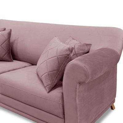 Sofá Decorativo 200cm 3 Lugares com 4 Almofadas Armstrong Veludo Lilás - Gran Belo