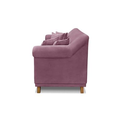 Sofá Decorativo 200cm 3 Lugares com 4 Almofadas Armstrong Veludo Uva - Gran Belo