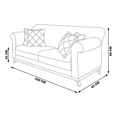 Sofá Decorativo 220cm 3 Lugares com 4 Almofadas Armstrong Suede Bege - Gran Belo