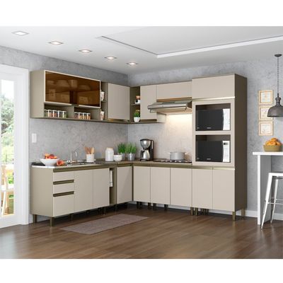 Armário Aéreo 40 cm em MDF Henn Connect, 1 Porta - C52 Duna/Cristal